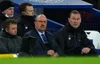 Former Everton striker Duncan Ferguson sits in the dugout alongside soon to be sacked Rafa Benitez