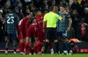 Arsenal's Granit Xhaka was shown the red card for a dangerous challenge on Liverpool's Diogo Jota