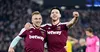 Jarrod Bowen celebrates with West Ham captain Declan Rice