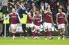 West Ham celebrate Jarrod Bowen's late goal to secure the win over Leeds