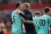 Brighton captain Lewis Dunk embraces manager Graham Potter