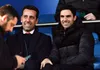 Mikel Arteta sits alongside Arsenal Technical Director Edu