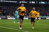 Raul Jimenez celebrates scoring with Joao Moutinho