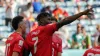 Switzerland’s Breel Embolo celebrates scoring the only goal in his side’s win over his native Cameroon (Luca Bruno/AP)