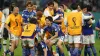 Japan celebrate their victory over Germany (Mike Egerton/PA)