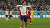 Jack Grealish celebrates after scoring England’s sixth goal against Iran (Martin Rickett/PA)