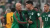 Edson Alvarez (right) is consoled after Mexico beat Saudi Arabia but missed out on a place in the last 16 (Nick Potts/PA)