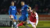 Stockport’s Antoni Sarcevic, left, is a fitness doubt (Simon Marper/PA)