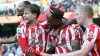 Ivan Toney (centre) scored both goals as Brentford claimed a stunning win at Manchester City (Nigel French/PA)