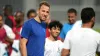 England captain Harry Kane posed for photographs during a Community Engagement event at the World Cup in Qatar (Martin Ricke