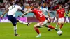 Marcus Rashford scores England’s third goal against Wales and their 100th in World Cup finals tournaments (Adam Davy/PA)