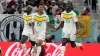 Senegal’s Famara Diedhiou, right, celebrates after scoring his side’s second goal against World Cup hosts Qatar (Thanassis S