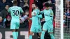 Adam Lallana, second right, reluctantly celebrates the first goal (Adam Davy/PA)