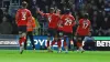 Luton celebrate Carlton Morris’ opening goal (Kieran Cleeves/PA).