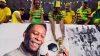 A picture of Pele held up by Brazil fans during a match in Qatar (Peter Byrne/PA)