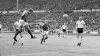 England’s Geoff Hurst (second left) heads the equaliser in the 1966 World Cup final (PA)