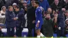 Chelsea’s Reece James shakes hands with manager Graham Potter after walking off the field injured (John Walton/PA)