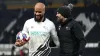 Derby boss Paul Warne with hat-trick scorer David McGoldrick (Isaac Parkin/PA).