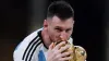 Argentina’s Lionel Messi kisses the World Cup trophy (Mike Egerton/PA)