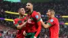 Youssef En-Nesyri (centre) celebrates his goal (Martin Meissner/AP)