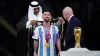 Emir of Qatar, Sheikh Tamim bin Hamad Al Thani dresses Argentina’s Lionel Messi with traditional Arab bisht ahead of the Wor