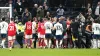 Aaron Ramsdale, centre, was confronted by a fan in a post-match fracas (Nick Potts/PA)