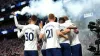 Tottenham players celebrate Harry Kane’s goal against Arsenal last season (John Walton/PA)