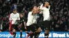 David McGoldrick (right) celebrates scoring Derby’s third goal against Accrington (Nigel French/PA)