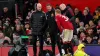 Donny van de Beek speaks to Erik ten Hag after being forced off through injury in Tuesday’s match against Bournemouth (Tim G