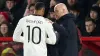 Manchester United manager Erik ten Hag embraces Marcus Rashford, left (Tim Goode/PA)