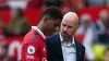 Manchester United manager Erik ten Hag, right, is pleased with Marcus Rashford, left (PA)