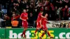 Wrexham’s Thomas O’Connor (right) celebrates scoring their side’s third goal 