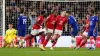 Nottingham Forest’s Serge Aurier (centre left) celebrates scoring against Chelsea (Tim Goode/PA)