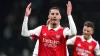 Arsenal’s William Saliba celebrates victory at Tottenham on Sunday (Nick Potts/PA)