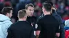 Wolverhampton Wanderers manager Julen Lopetegui speaks with referee Andrew Madley 