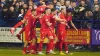 Falkirk players celebrate during their Scottish Cup tie at Darvel