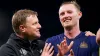 Newcastle midfielder Sean Longstaff (right) and head coach Eddie Howe