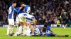 Kaoru Mitoma, second left, celebrates scoring Brighton’s winner 