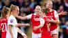 Arsenal Women celebrate a 5-1 win over rivals Tottenham Women