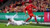 Ethan Ampadu (right) battles for possession with Latvia’s Roberts Savalnieks