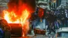 Supporters of the Eintracht Frankfurt clash with police in Naples