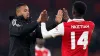 Arsenal’s Gabriel Jesus, left, and Eddie Nketiah 