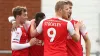 Jayden Stockley (second right) celebrates Fleetwood’s winner 