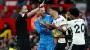 Fulham’s Aleksandar Mitrovic (centre) is sent off by referee Chris Kavanagh 