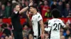 Aleksandar Mitrovic (centre) and referee Chris Kavanagh