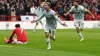 Daniel Podence (centre) celebrates his equaliser for Wolves 