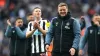 Newcastle United manager Eddie Howe and players celebrate