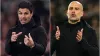 Mikel Arteta, left, and Arsenal face Pep Guardiola’s Manchester City in a key clash in the title race (Martin Rickett/John W