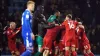 Leyton Orient players celebrate promotion at Priestfield (Joe Giddens/PA)