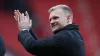 Milton Keynes Dons manager Liam Manning celebrates following the Sky Bet League One match at the AESSEAL New York Stadium, R